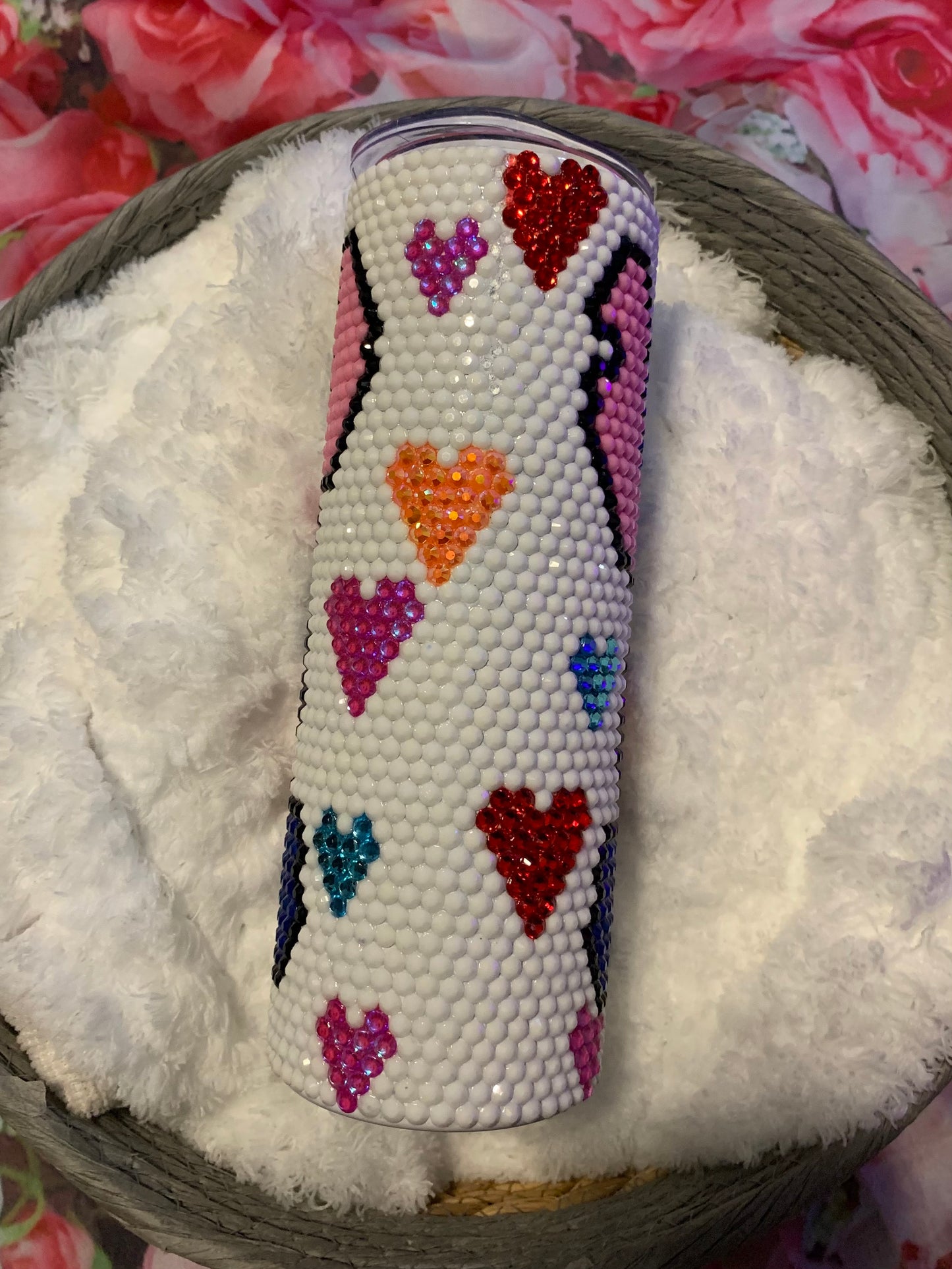 Inspired stitch love rhinestone tumbler